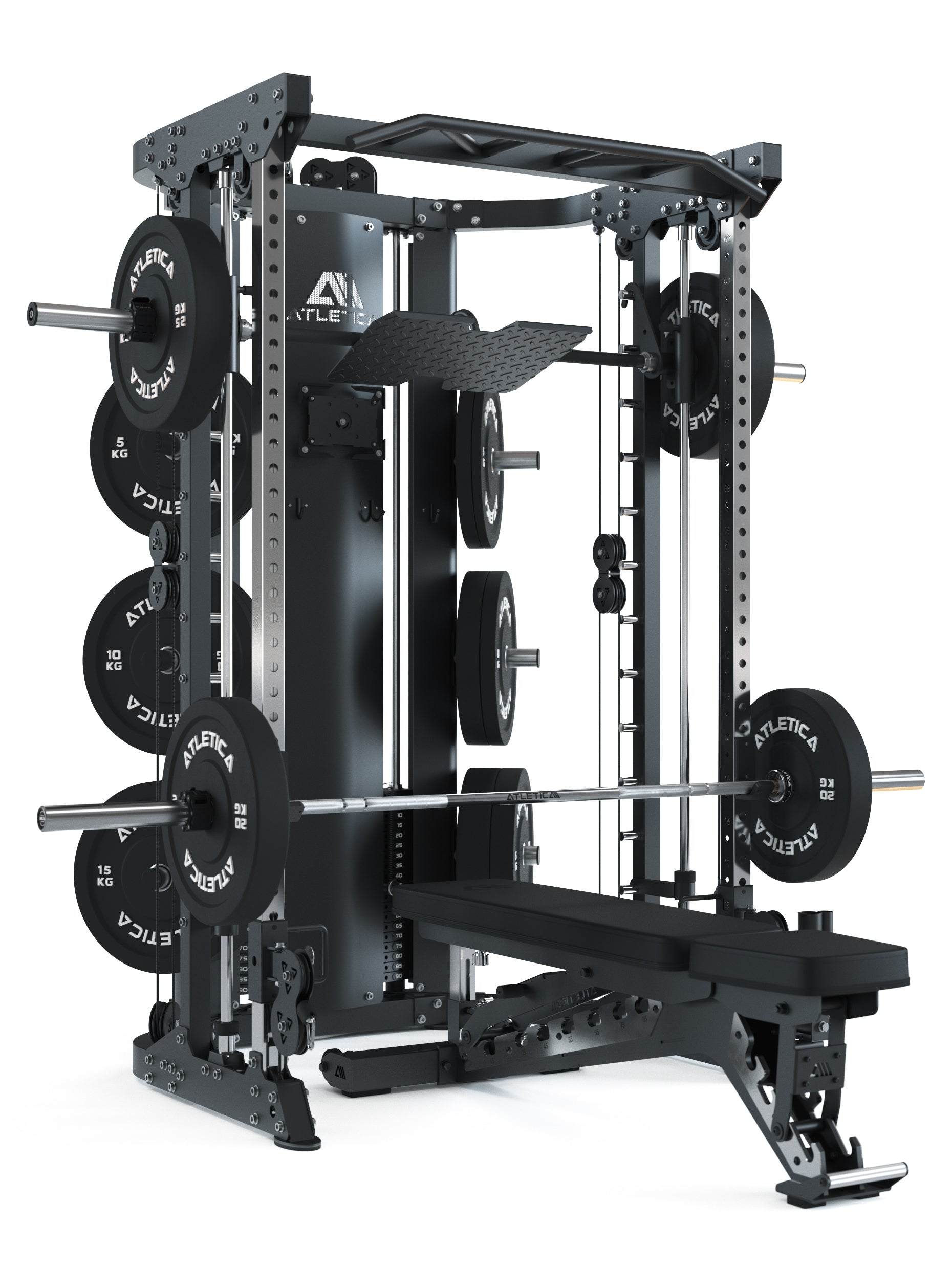 Multipresse HyperTrain: mit Langhantel Delta und Hantelbank B10