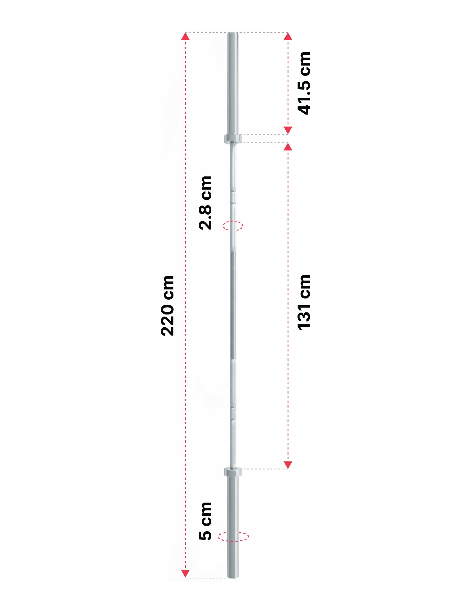 Ourdoor Langhantel Inox von Atletica: Dimensionen