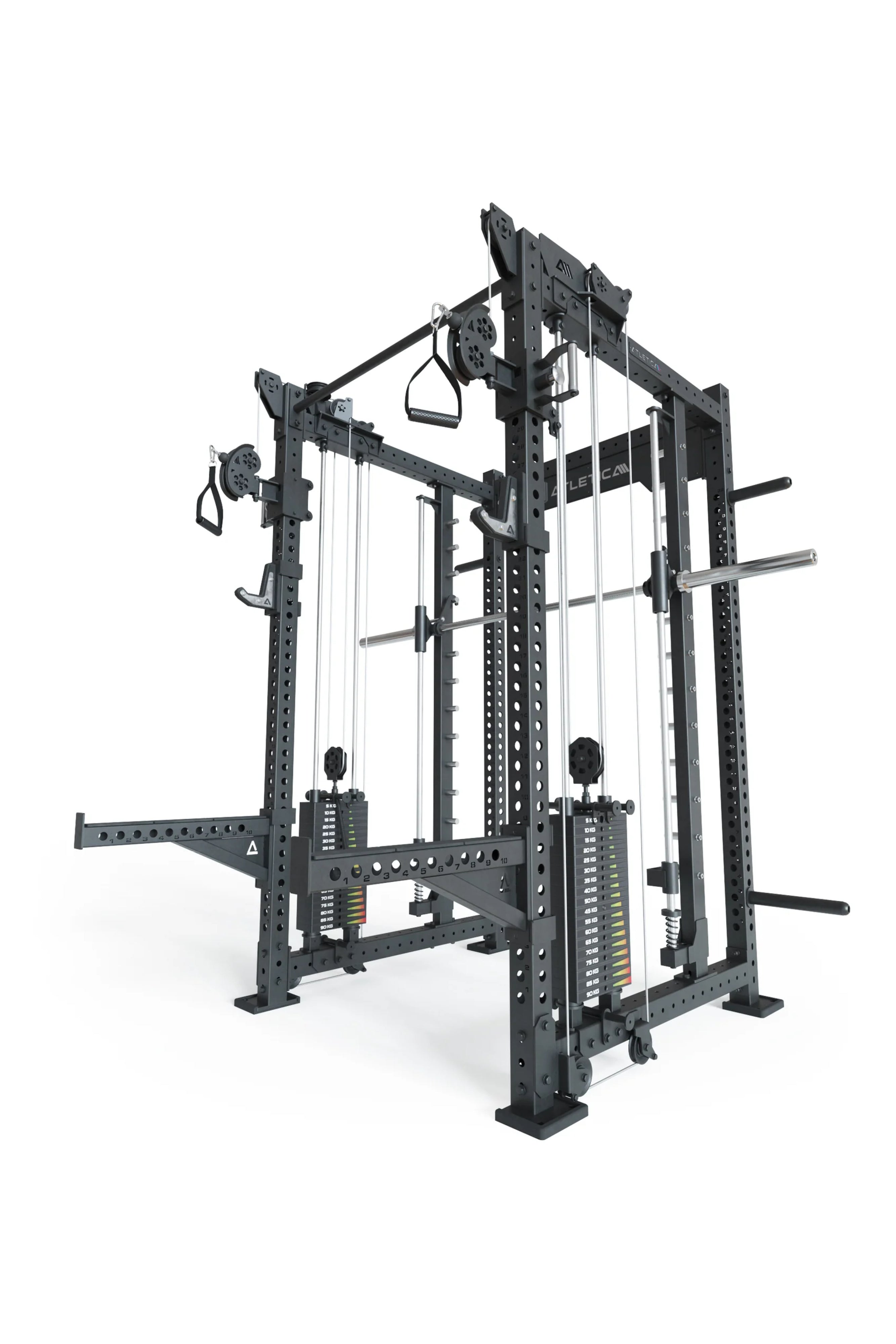 Power Racks R8 Bradley: in vier Versionen verfügbar Kabelzugsystem mit 2x90kg seitlichen Gewichtsblocks | Modular ausbaubar mit Multipressen und Jammer Armen 