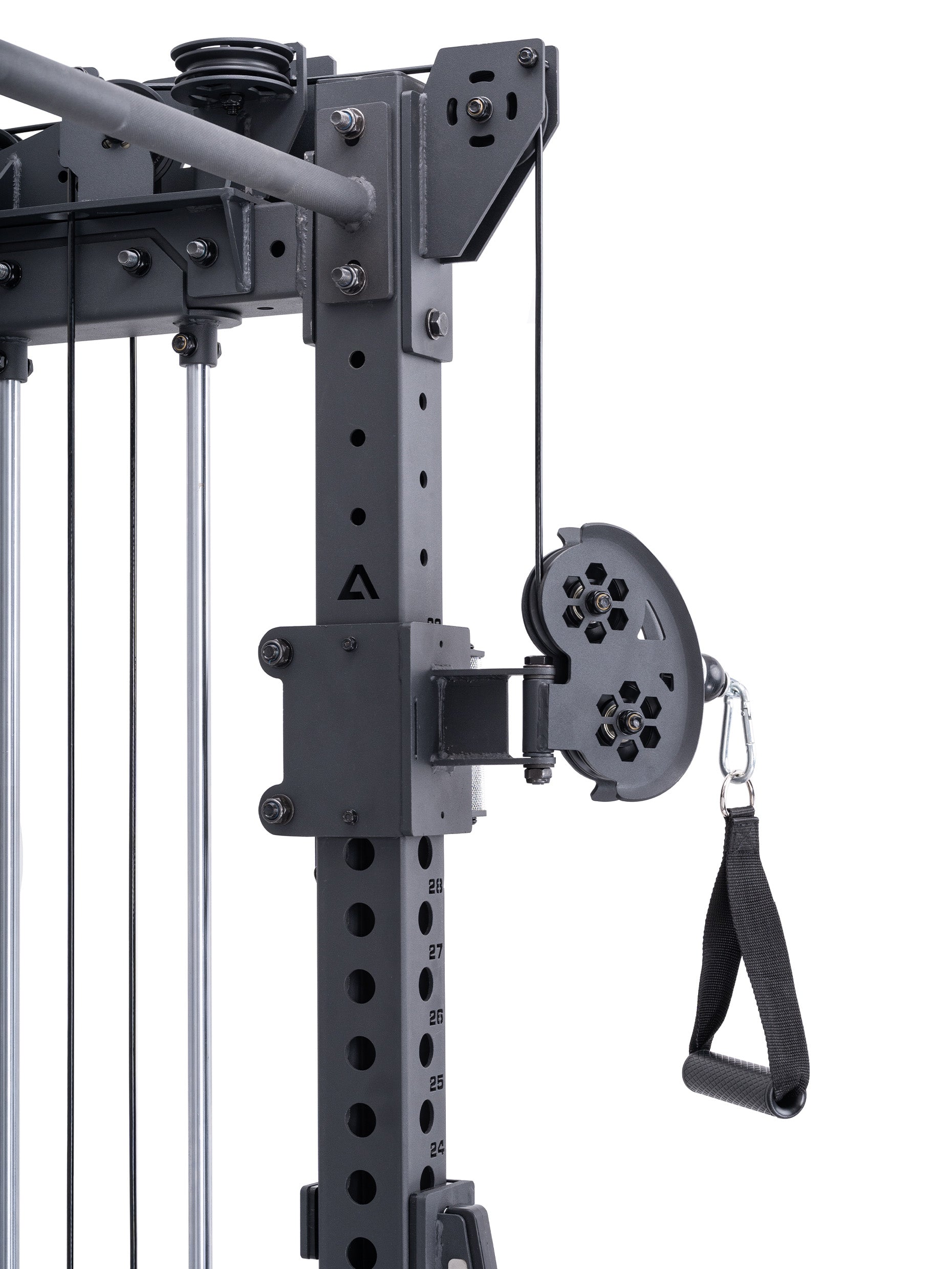 Power Cage R8-Bradley Kabelzug Station: Power Rack mit Seilzug und 2x90kg seitlichen Gewichtsblocks | Modular ausbaubar mit Multipresse und Jammer Arms, 
