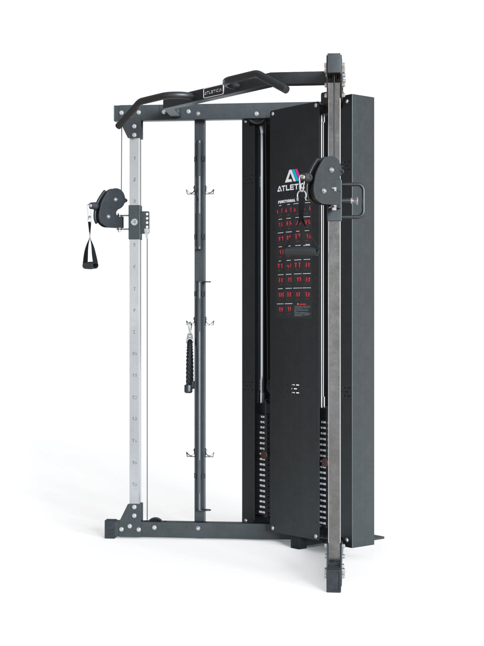 Kabelzug Kraftstation X-Five: 180kg Steckgewichte, 2:1 Übersetzungsverhältnis, Cable-Cross-Mechanismus mit 20 Höhenverstellungen, Hochwertige Kugellager-Führungsrollen#size_210-cm