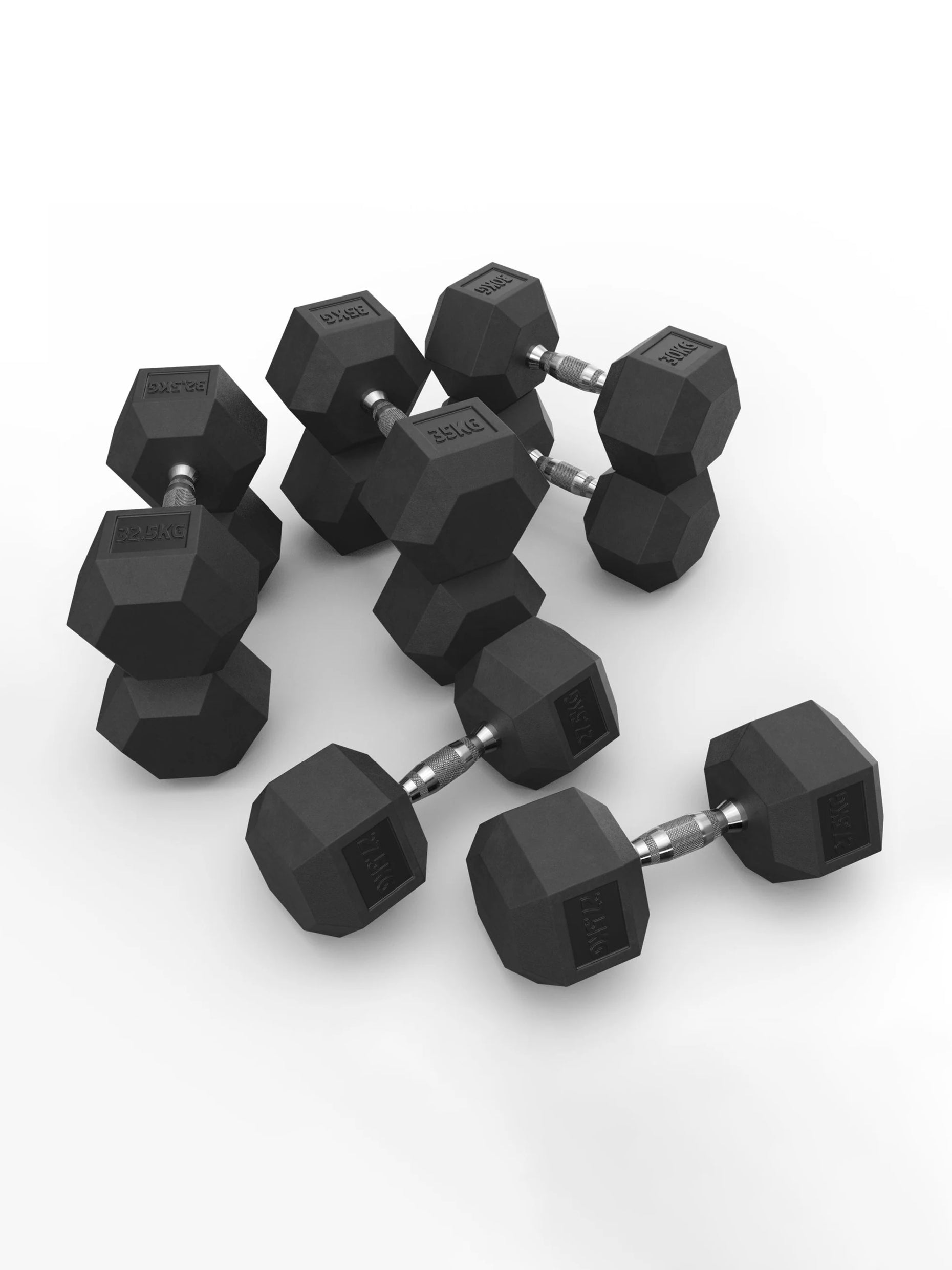 Hantelscheiben Hexagon Kurzhanteln: Hexagon SET 27.5kg-37.5kg ATLETICA Hexagon PVC Kurzhanteln SET ∣ 27.5kg bis 37.5kg Paare ∣ jeweils 2.5kg Steigerung ∣ Professioneller Bezug