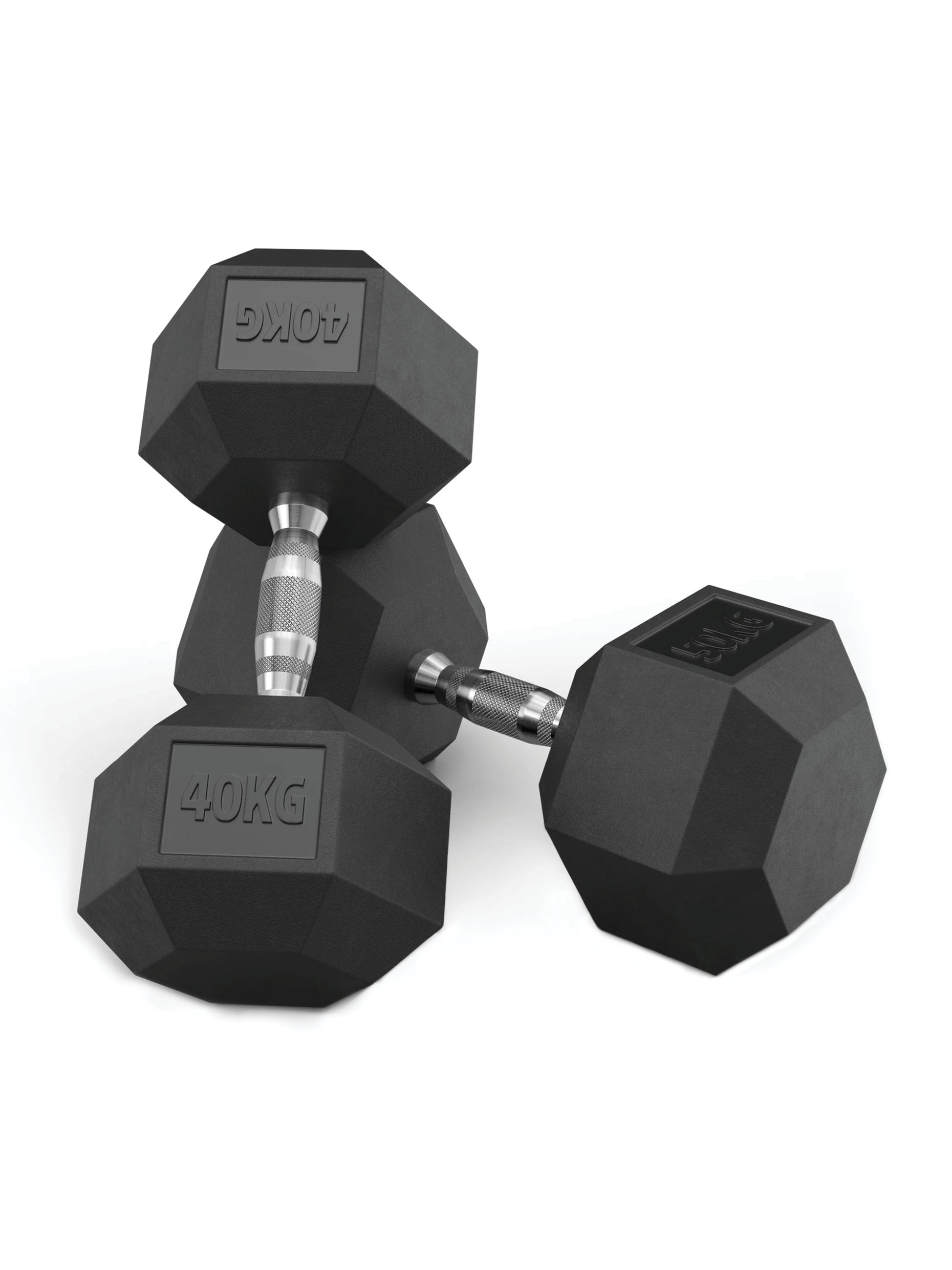 Kurzhanteln: Hexagon SET 40kg-50kg,  40kg bis 50kg Hexagon Paare ∣ Professioneller Bezug (kein Gummi)