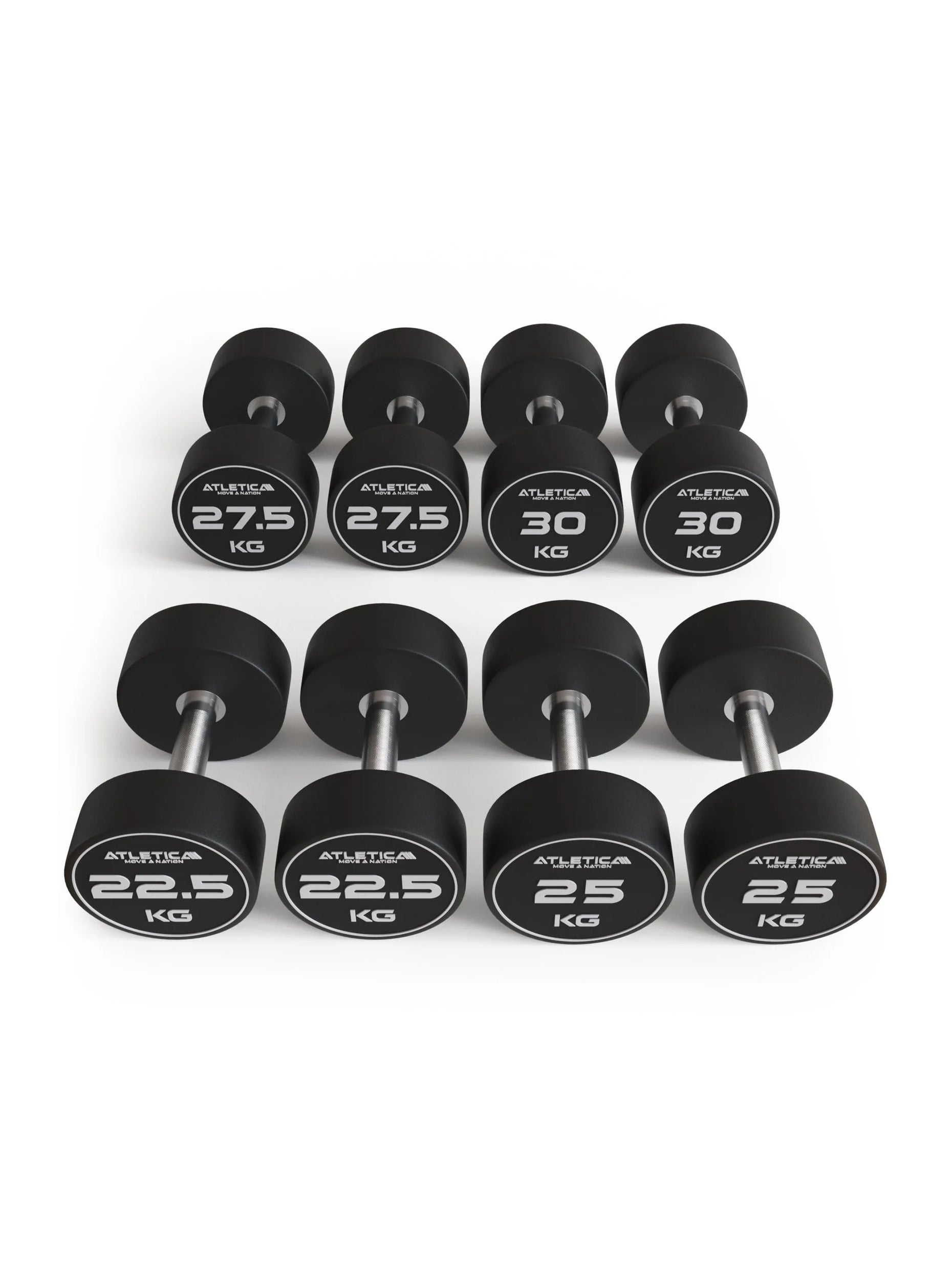 Gewichte: Polyurethan Rundhanteln 22.5kg-30kg (Paar)Premium Design | Extrem robust | Geruchsfrei | Gerader Griff mit Hartchrom | Paarweise von 22.5 bis 30 kg