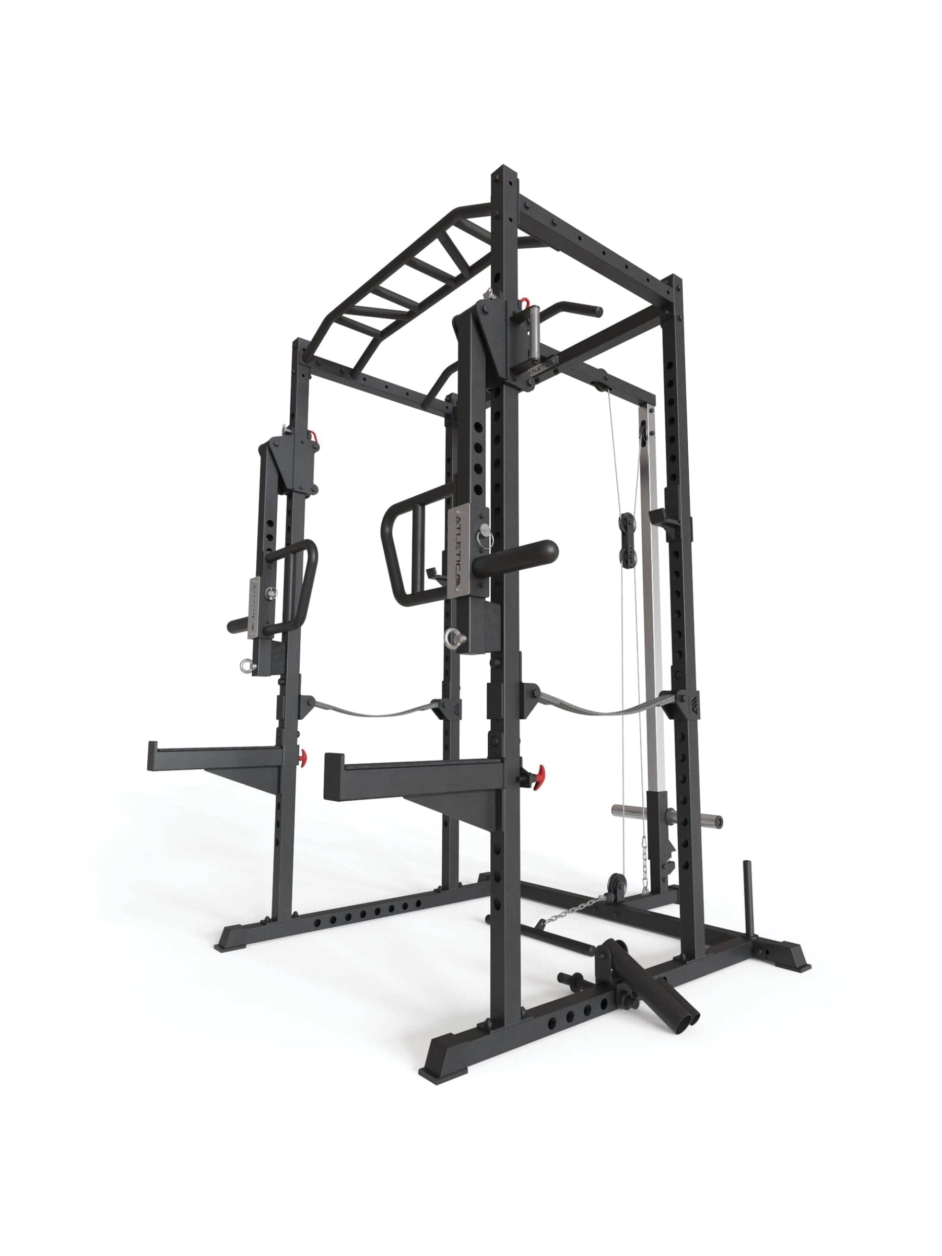 Full Rack R5 Boost mit Jammer Armen,  für Übungen wie Bankdrücken, Kniebeugen, Belt Squat Training, Schulterdrücken, Deadlifts, 