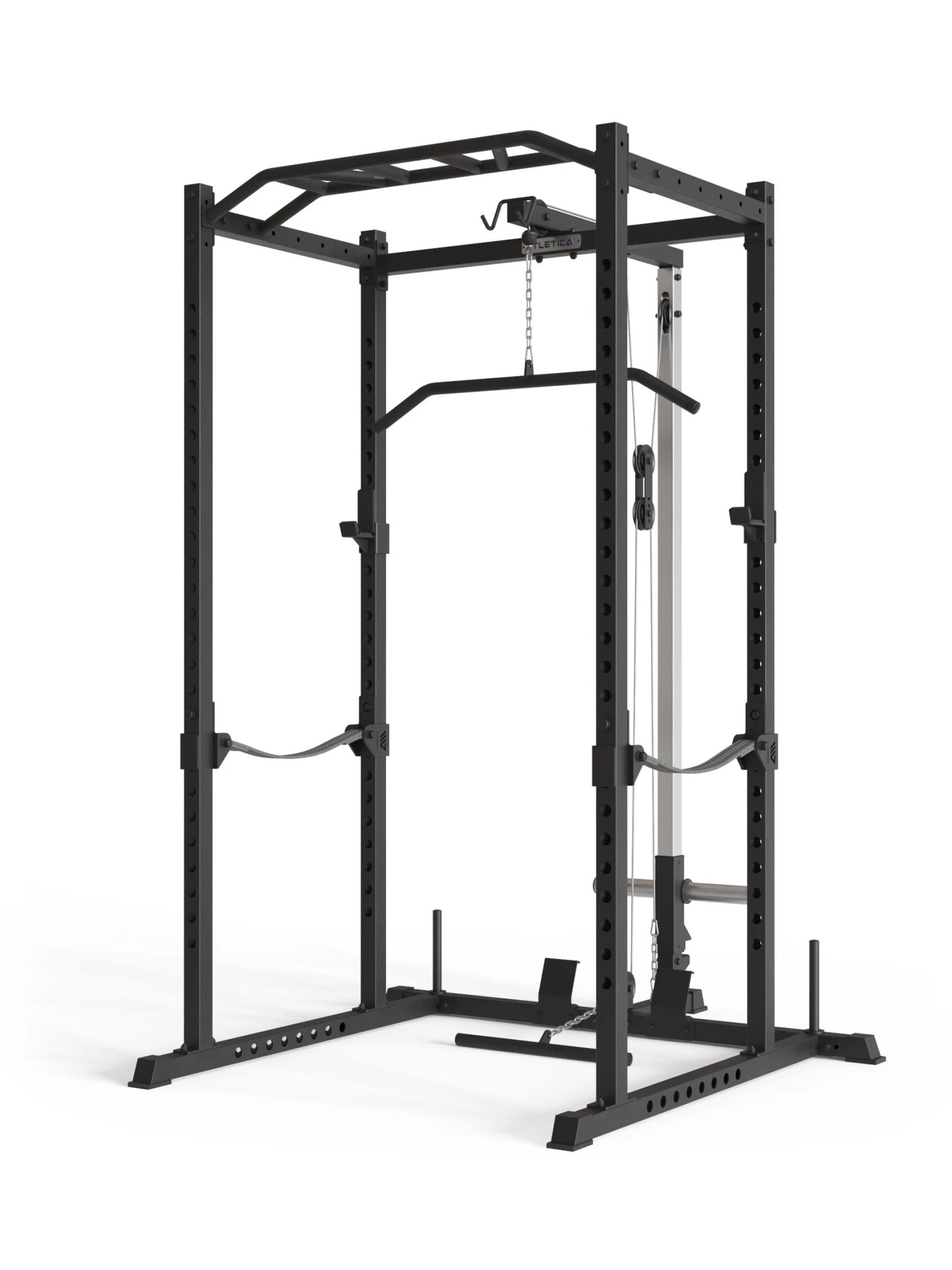 Power Rack mit Latzug Vega R5 Serie: Multi-Grip Pull-Up Bar, Pin-and-Pipe-Safeties, J-Hooks und Weight-Pins, ideal für Fitnesstraining mit Gewichten und Hantelbank, #size_213-cm