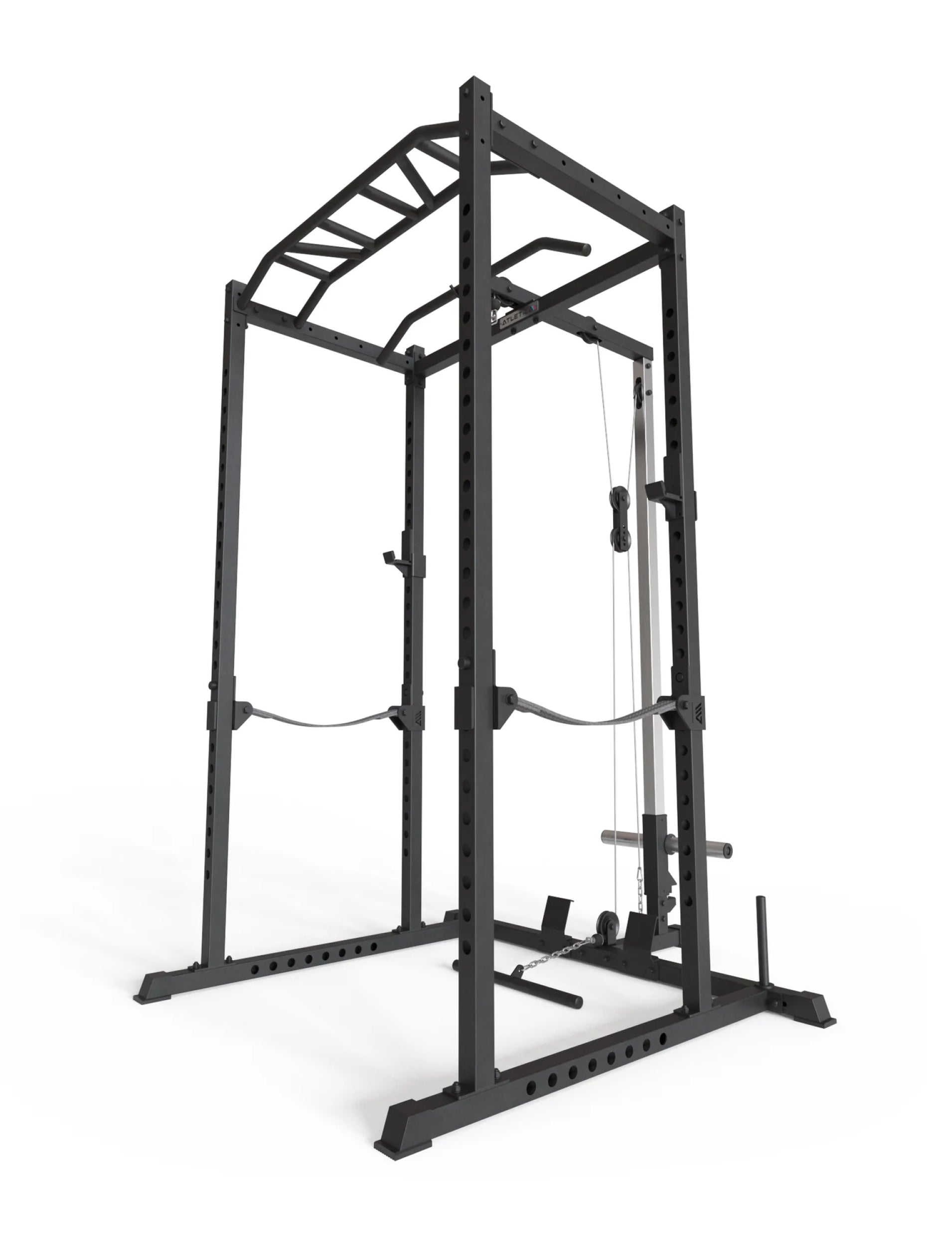 Power Rack Vega R5 Serie: mit Latzug, Multi-Grip Pull-Up Bar, Pin-and-Pipe-Safeties, J-Hooks und Weight-Pins, ideal für Fitnesstraining mit Gewichten und Hantelbank, #size_213-cm