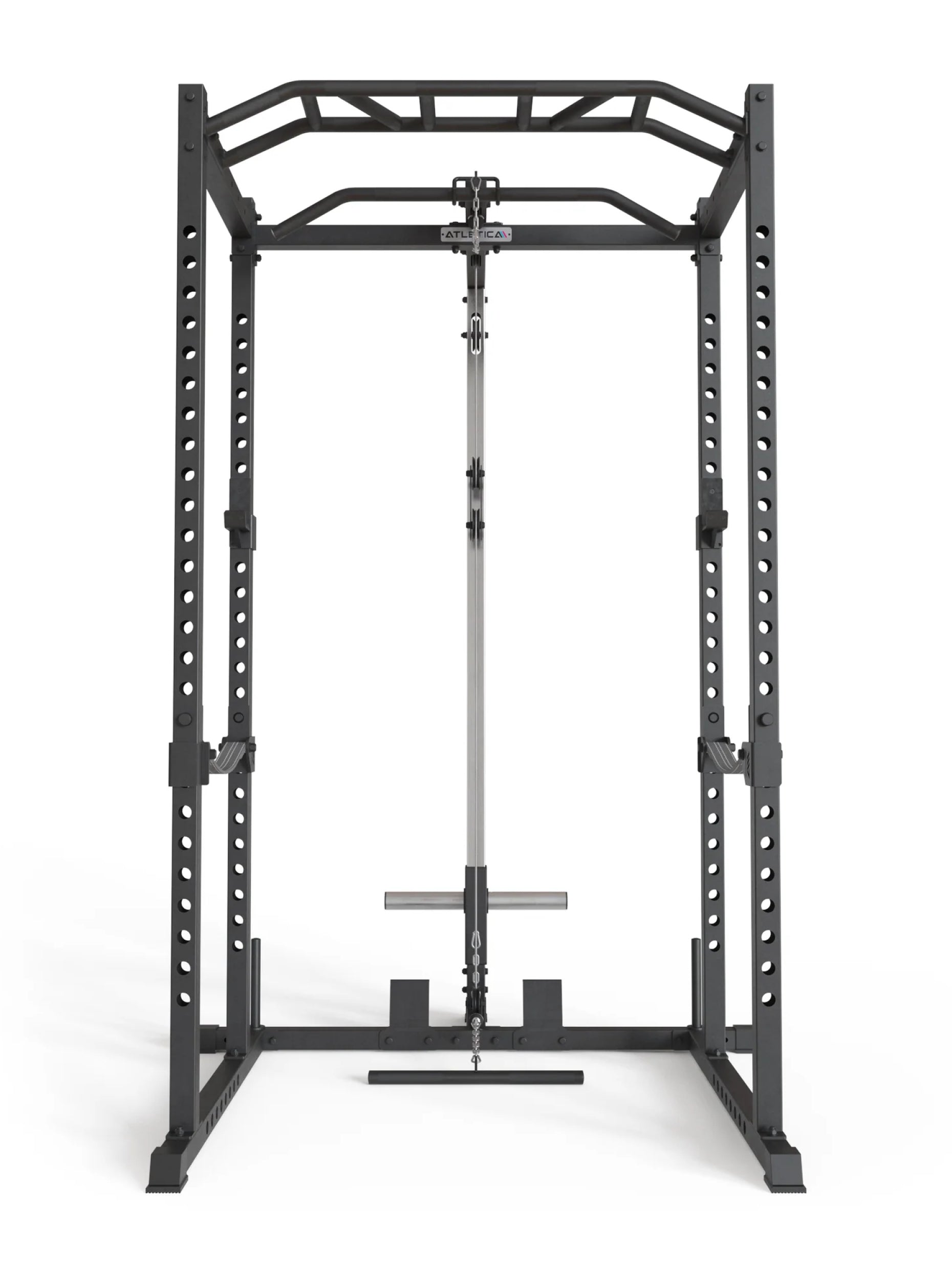 Power Rack Vega R5 Serie: Power Rack mit Latzug, Multi-Grip Pull-Up Bar, Pin-and-Pipe-Safeties, J-Hooks und Weight-Pins, ideal für Fitnesstraining mit Gewichten und Hantelbank, 