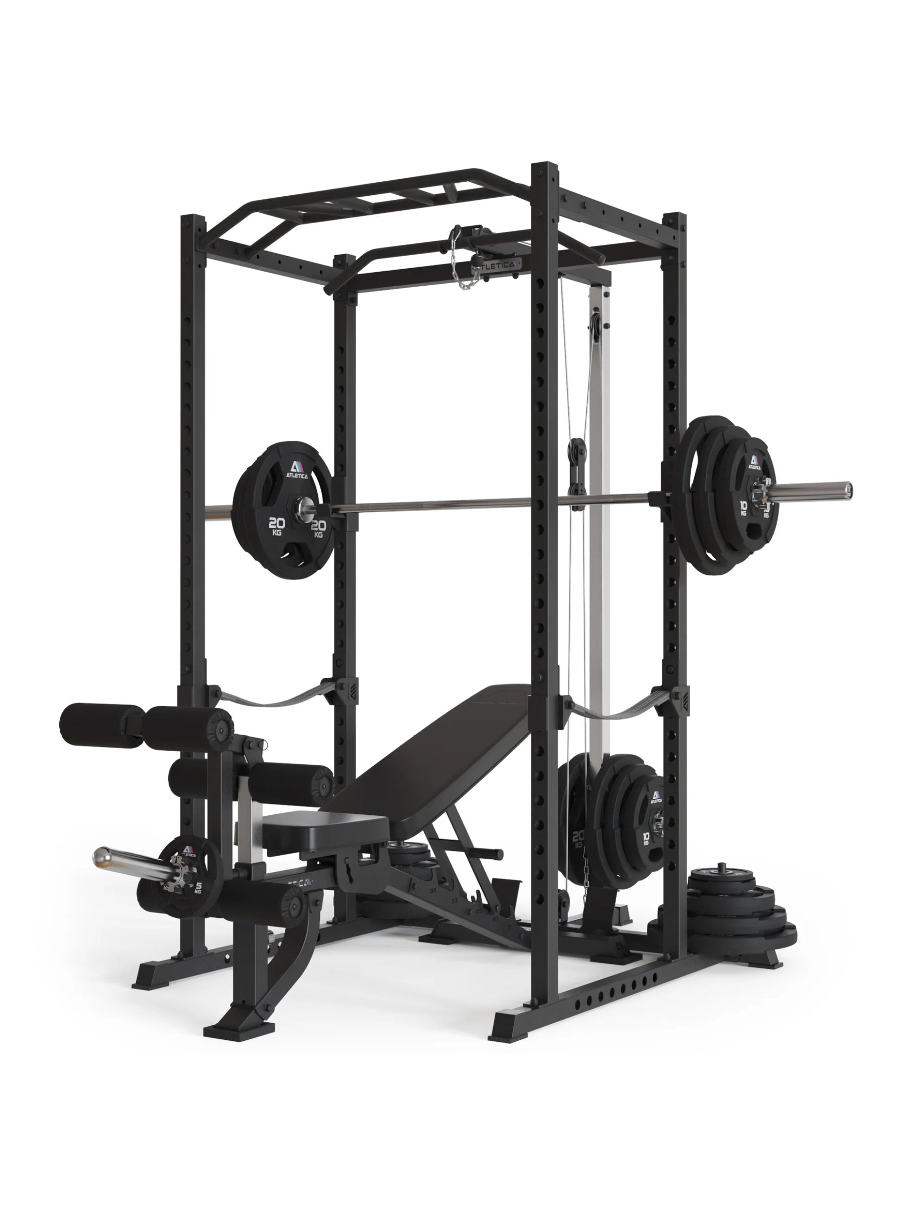 Power Rack Vega R5 Serie: Power Rack mit Latzug, Multi-Grip Pull-Up Bar, Pin-and-Pipe-Safeties, J-Hooks und Weight-Pins, ideal für Fitnesstraining mit Gewichten und Hantelbank, 
