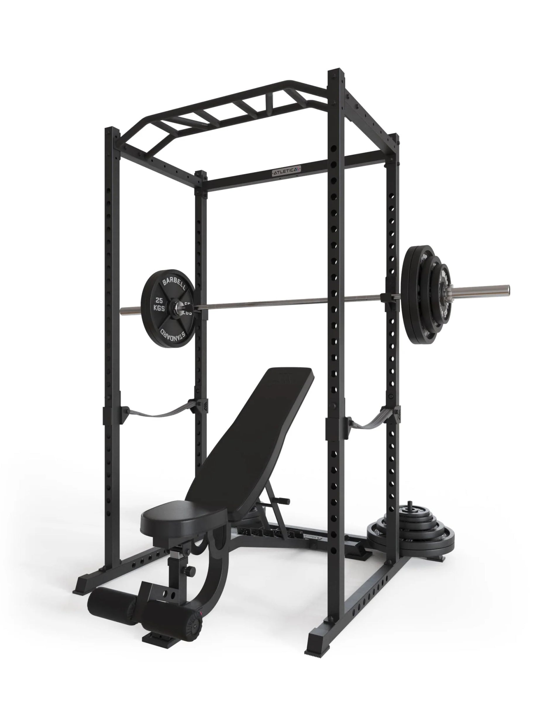 Power Cage R5 Base Käfig: Basiskäfig für Grundübungen, Multi-Grip Pull-Up Bar, Pin-and-Pipe-Safeties, J-Hooks und Gewichts-Pins, ideal für Fitnesstraining mit Hantelbank und Gewichten, 