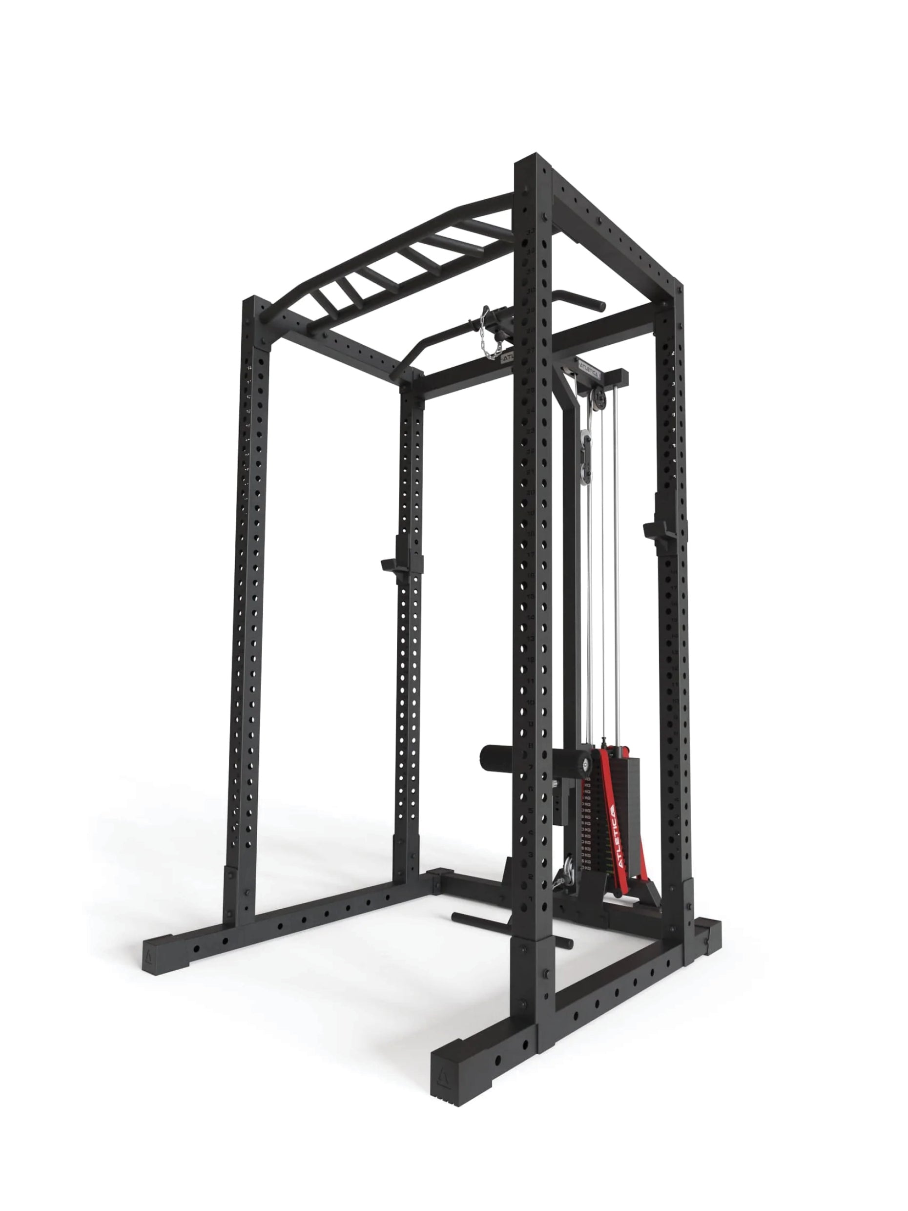 Squat Rack R7-Base Stack mit Latzug | Ruderstation | Jammer Arms | Dip & Pull-Up Bar | Landmine | J-Hooks, Weight-Pins & Band Pegs | in zwei Höhen verfügbar #size_224-cm
