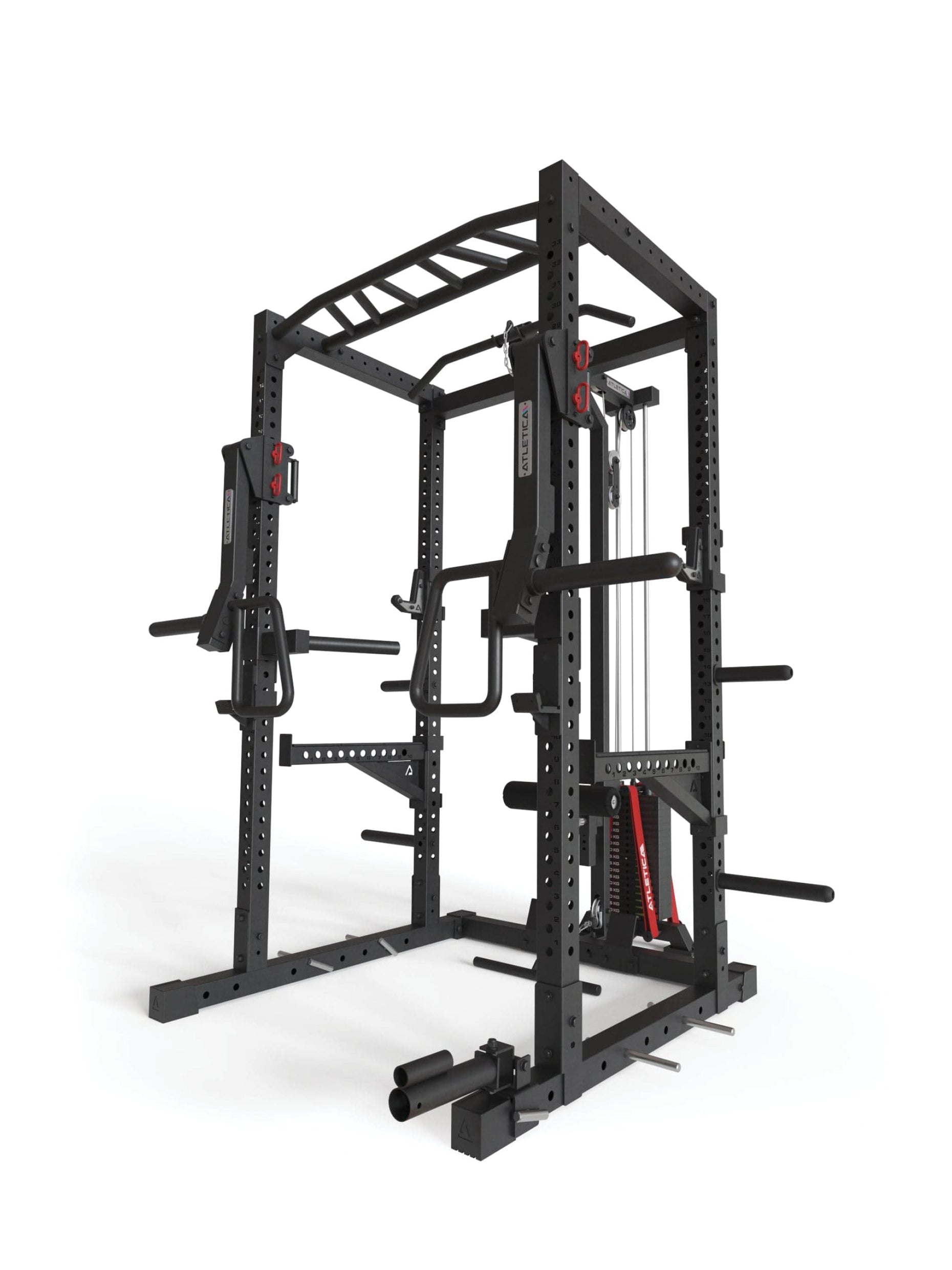 Power Rack R7-Stryker: 90kg oder 120kg. Squat Rack | Latzug, Ruderstation & Jammer Arms | Spotter Arms & Dip Station | J-Hooks Landmine| Weight Pins & Band Pegs | in zwei Höhen verfügbar, #size_224-cm