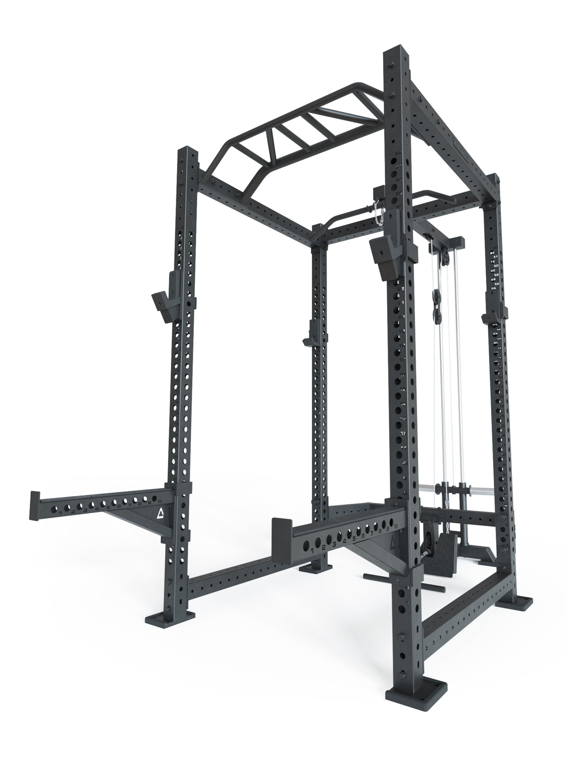 Power Rack R8-Blade: Full Rack mit Latzug | Multi-Grip Bar, Spotter Arms, 4 J-Hooks | 226 cm Höhe | Next Level Squat Rack | 123x211 cm Grundfläche | 213 kg schwer | Erweiterbar