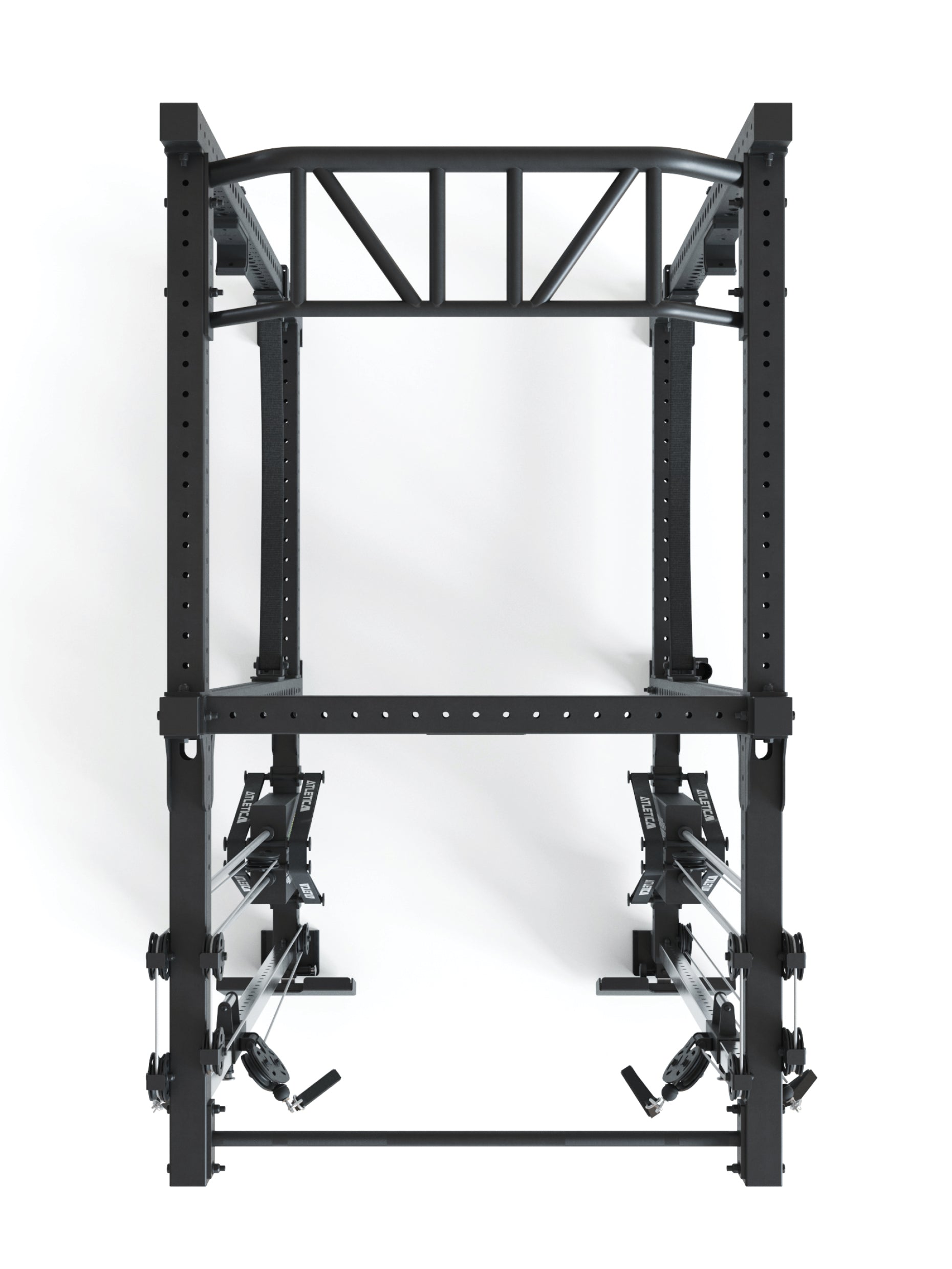 Full Rack mit Cable Cross R8-Duality Pro: Full Rack mit Cable Cross | 2x90 kg Double Stack, Multi-Grip Bar, Safeties, J-Hooks | 183x235 cm Grundfläche | 444 kg schwer