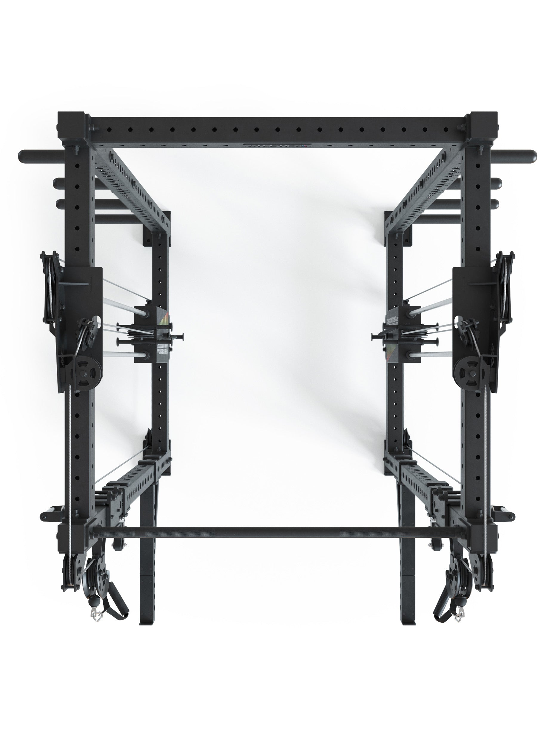 Full Power Rack R8-Bradley Kabelzug Station: Power Rack mit Seilzug und 2x90kg seitlichen Gewichtsblocks | Modular ausbaubar mit Multipresse und Jammer Arms 