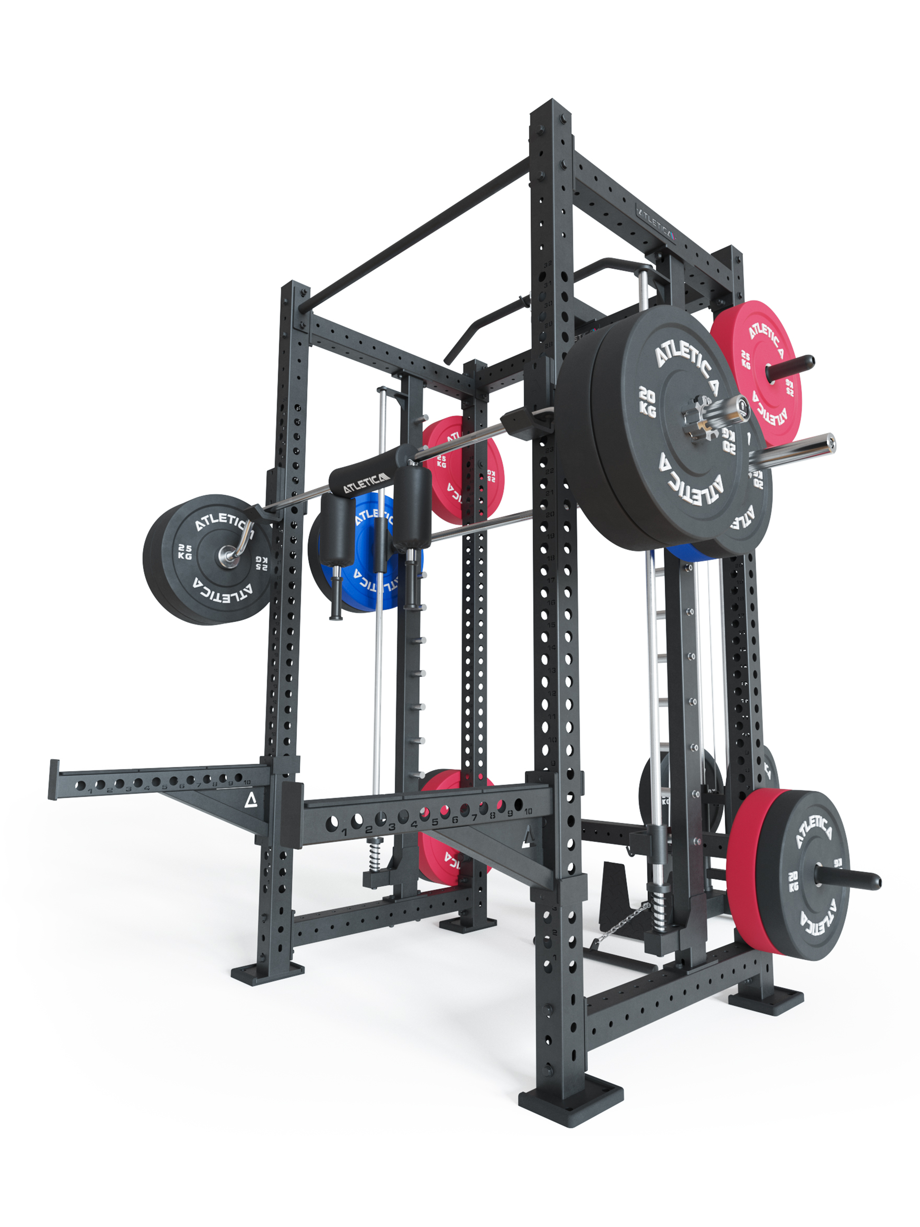 Power Rack R8 SPECTRE Medium mit Gewichten #variante_inklusive-latzug-plate-loaded-hantelscheiben
