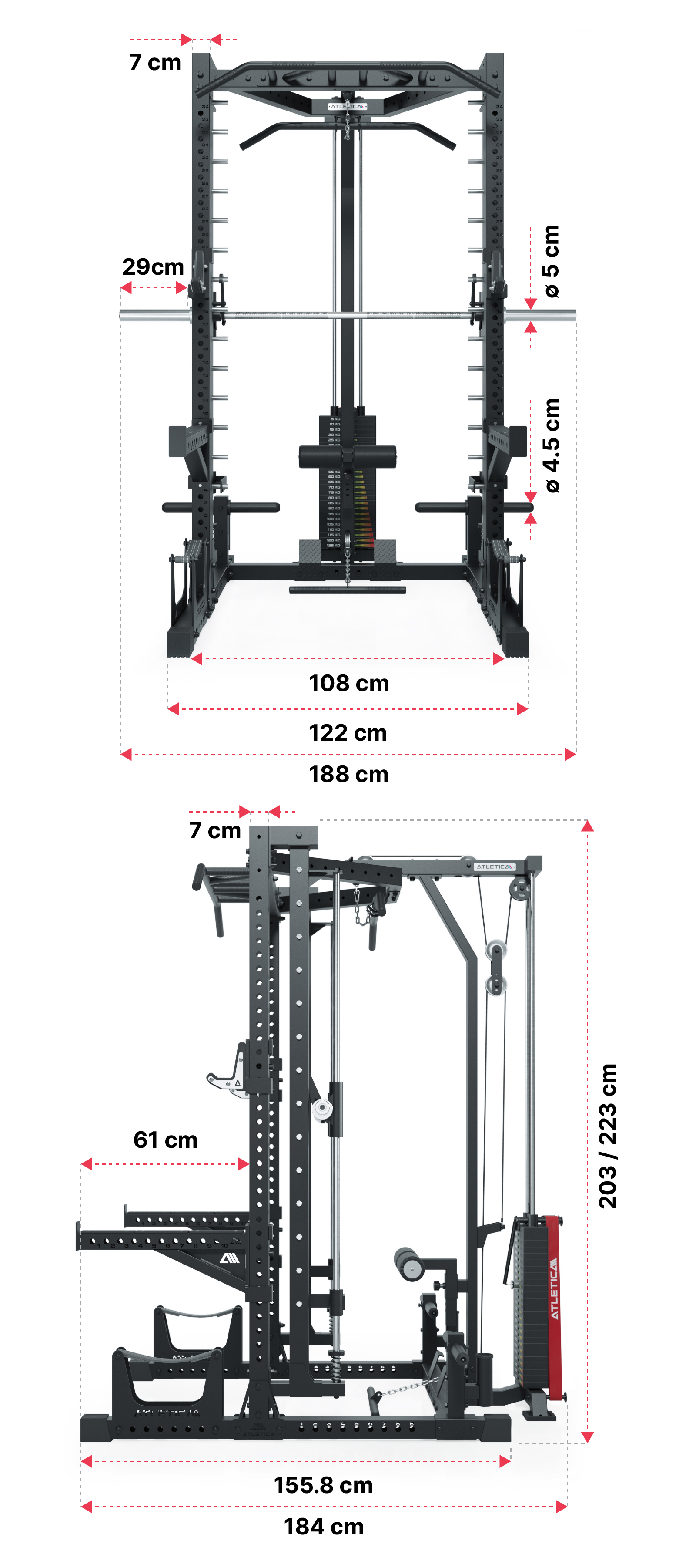 Squat Rack Nemesis Weight Stack: Dimensionen