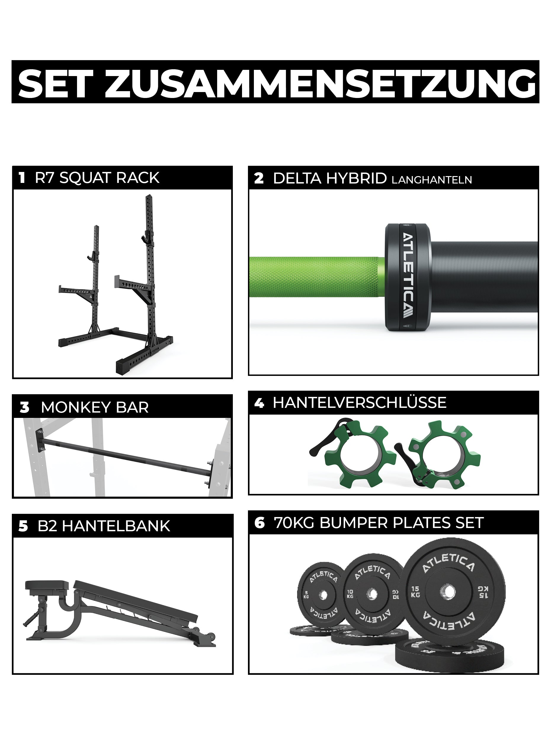 Power Rack Squat Storm Set R7: Half Rack mit Hantelbank