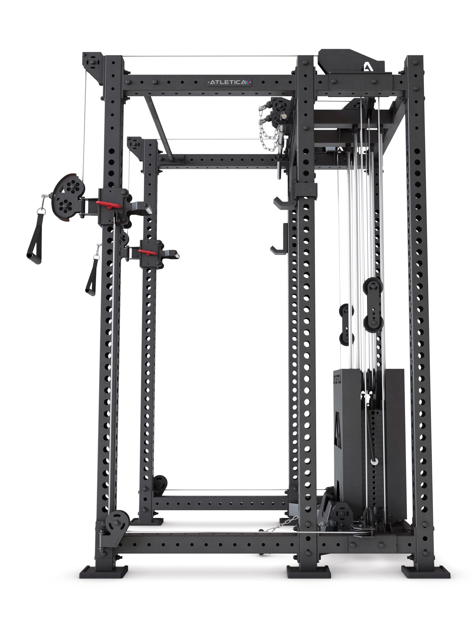 Power Rack R8-Alpha: Squat Rack & Kabelzug | 180kg Steckgewichte für Cable Cross, Latzug, Rudern | Klimmzugstange, J-Hooks | 6-Pfosten
