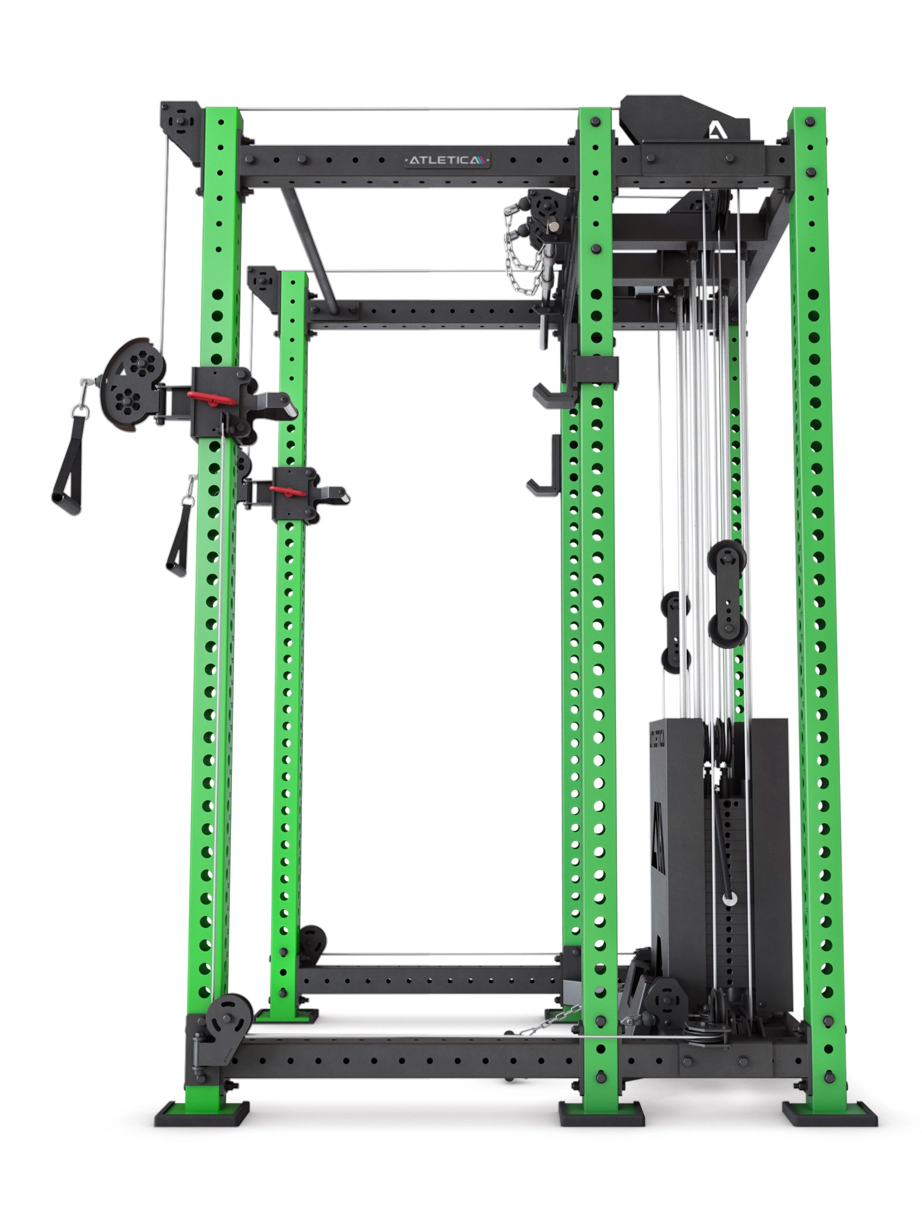 Power Rack R8-Alpha: Squat Rack & Kabelzug | 180kg Steckgewichte für Cable Cross, Latzug, Rudern | Klimmzugstange, J-Hooks | 6-Pfosten 