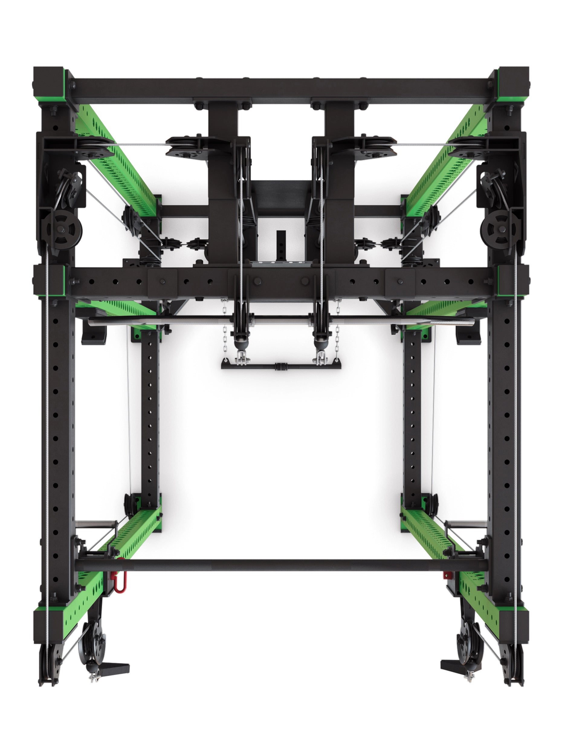 Power Rack R8-Alpha: Squat Rack & Kabelzug | 180kg Steckgewichte für Cable Cross, Latzug, Rudern | Klimmzugstange, J-Hooks | 6-Pfosten 
