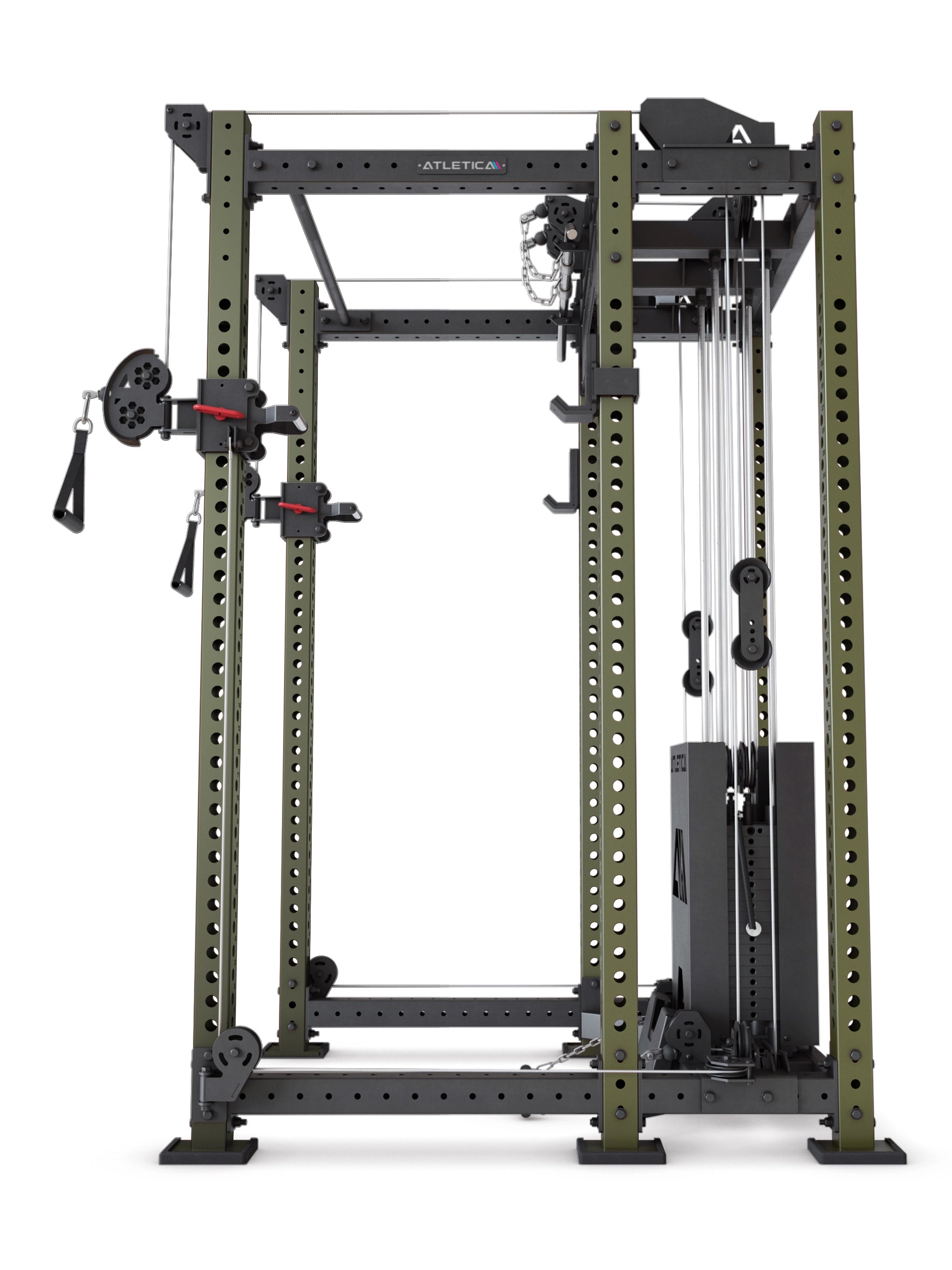 Power Rack R8-Alpha: Squat Rack & Kabelzug | 180kg Steckgewichte für Cable Cross, Latzug, Rudern | Klimmzugstange, J-Hooks | 6-Pfosten 