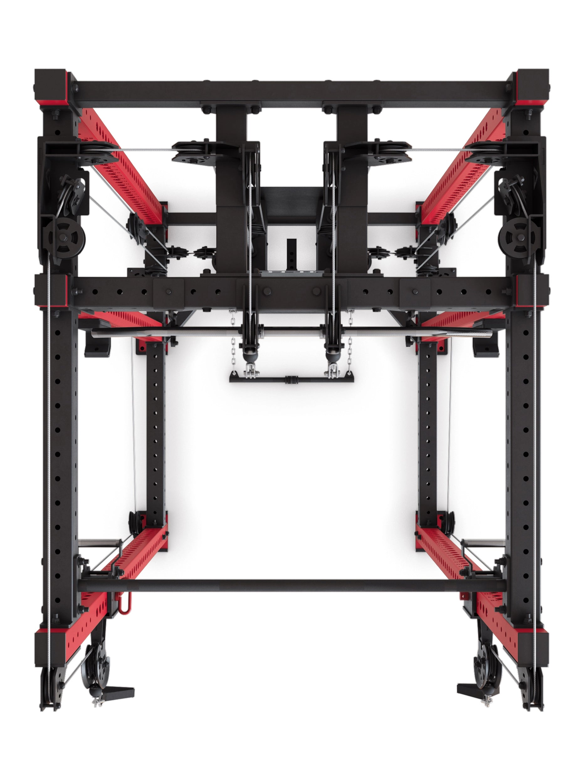Power Rack R8-Alpha: Squat Rack & Kabelzug | 180kg Steckgewichte für Cable Cross, Latzug, Rudern | Klimmzugstange, J-Hooks | 6-Pfosten 