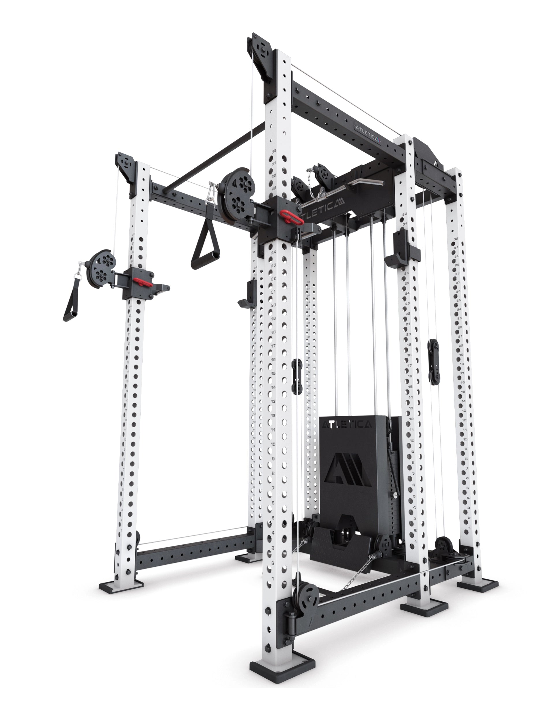 Power Rack R8-Alpha: Squat Rack & Kabelzug | 180kg Steckgewichte für Cable Cross, Latzug, Rudern | Klimmzugstange, J-Hooks | 6-Pfosten