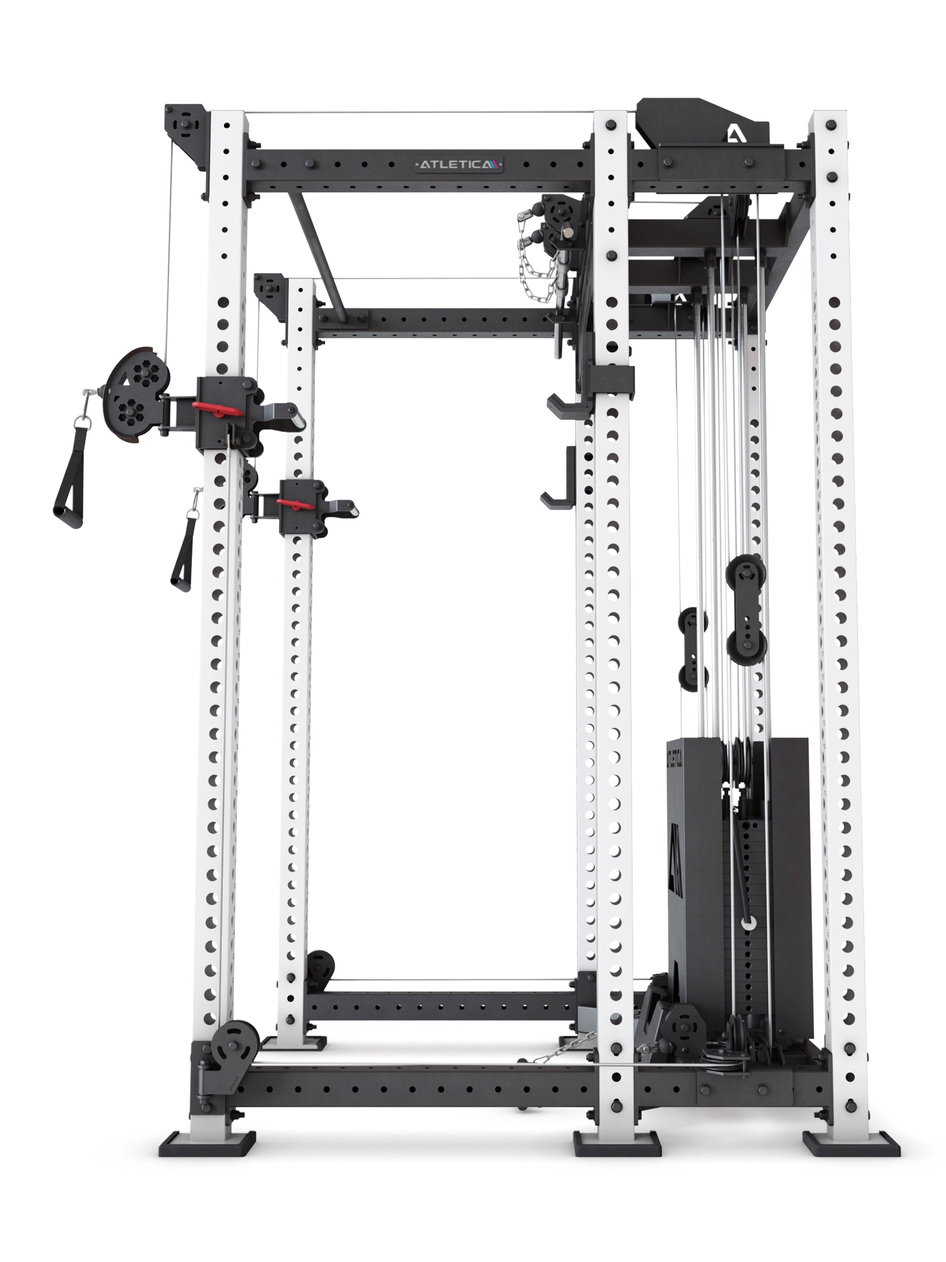 Power Rack R8-Alpha: Squat Rack & Kabelzug | 180kg Steckgewichte für Cable Cross, Latzug, Rudern | Klimmzugstange, J-Hooks | 6-Pfosten 