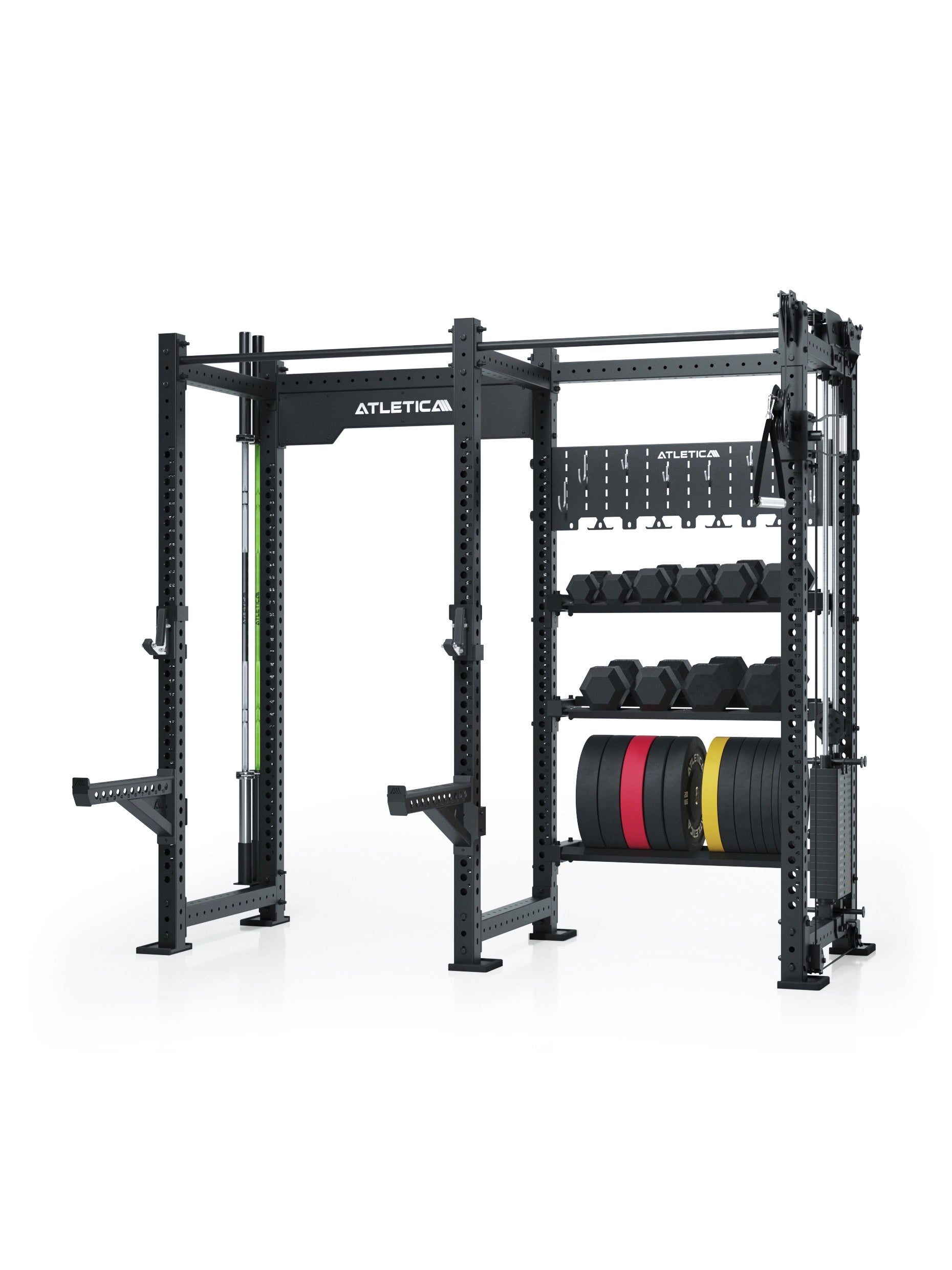R8 Falcon R – kompaktes Power Rack mit Kabelzug, 90-kg-Gewichtsblock (2,5-kg-Sprünge) & komplettem Storage-System – ideal für Studios & PT.