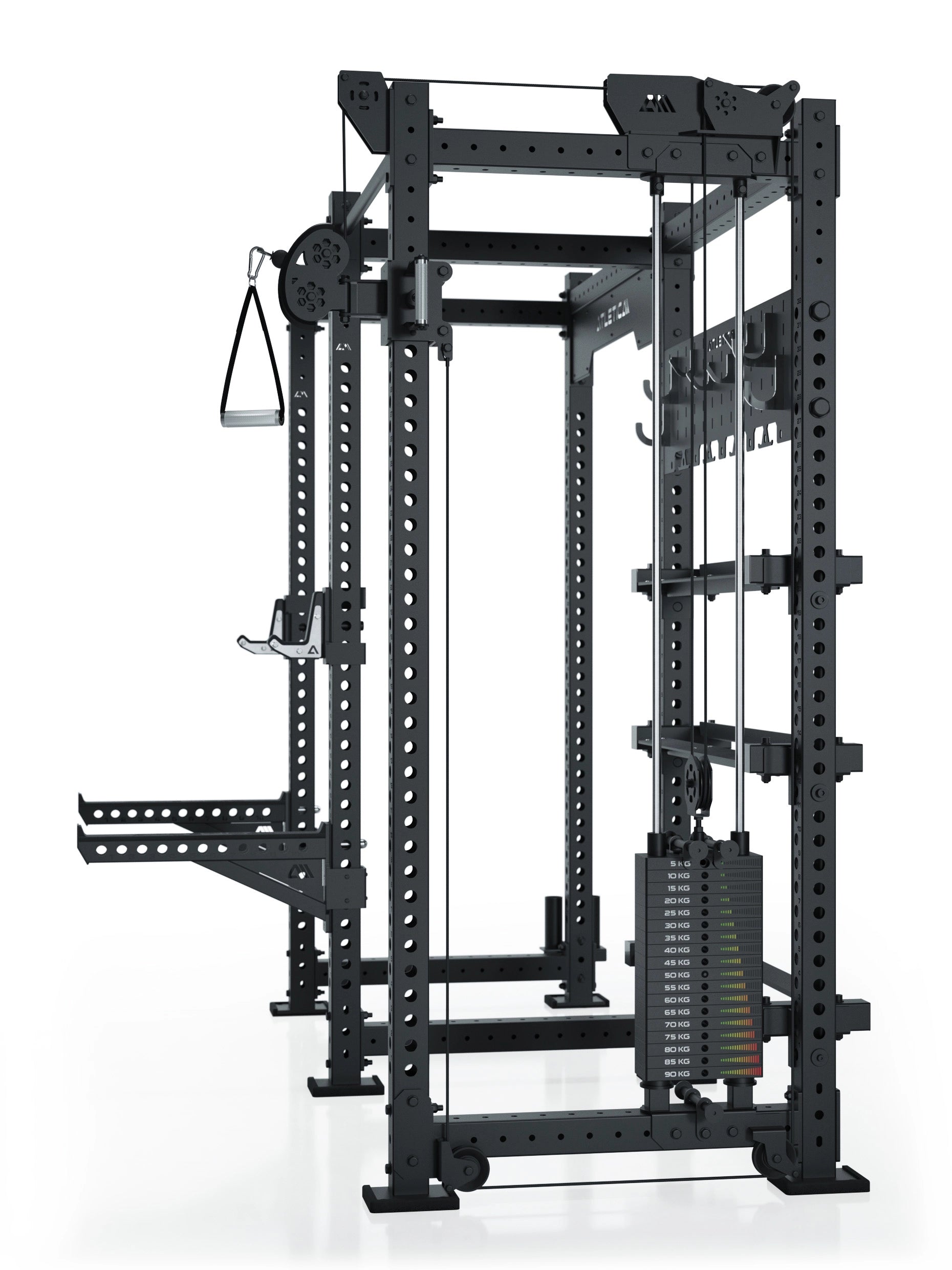R8 Falcon R – kompaktes Power Rack mit Kabelzug, 90-kg-Gewichtsblock (2,5-kg-Sprünge) & komplettem Storage-System – ideal für Studios & PT.