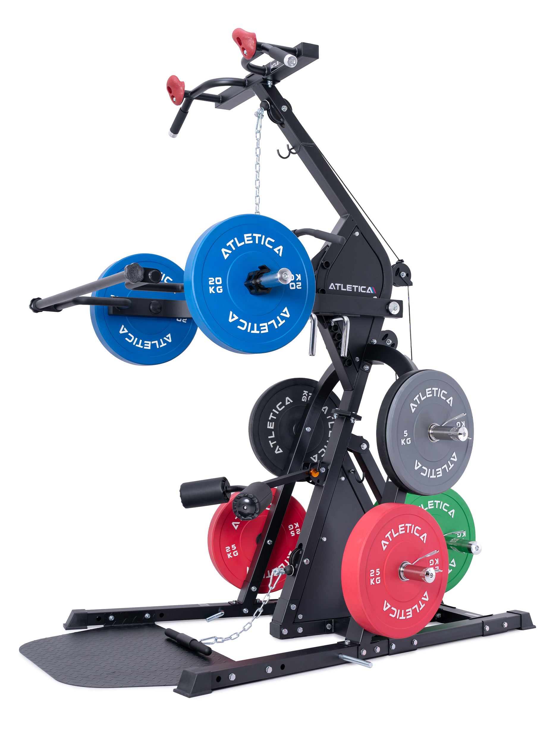 Multigym Triton Triplex Station: Latzugstation mit Klimmzugstange, Hebelarme, verstellbare Einstellungen, 