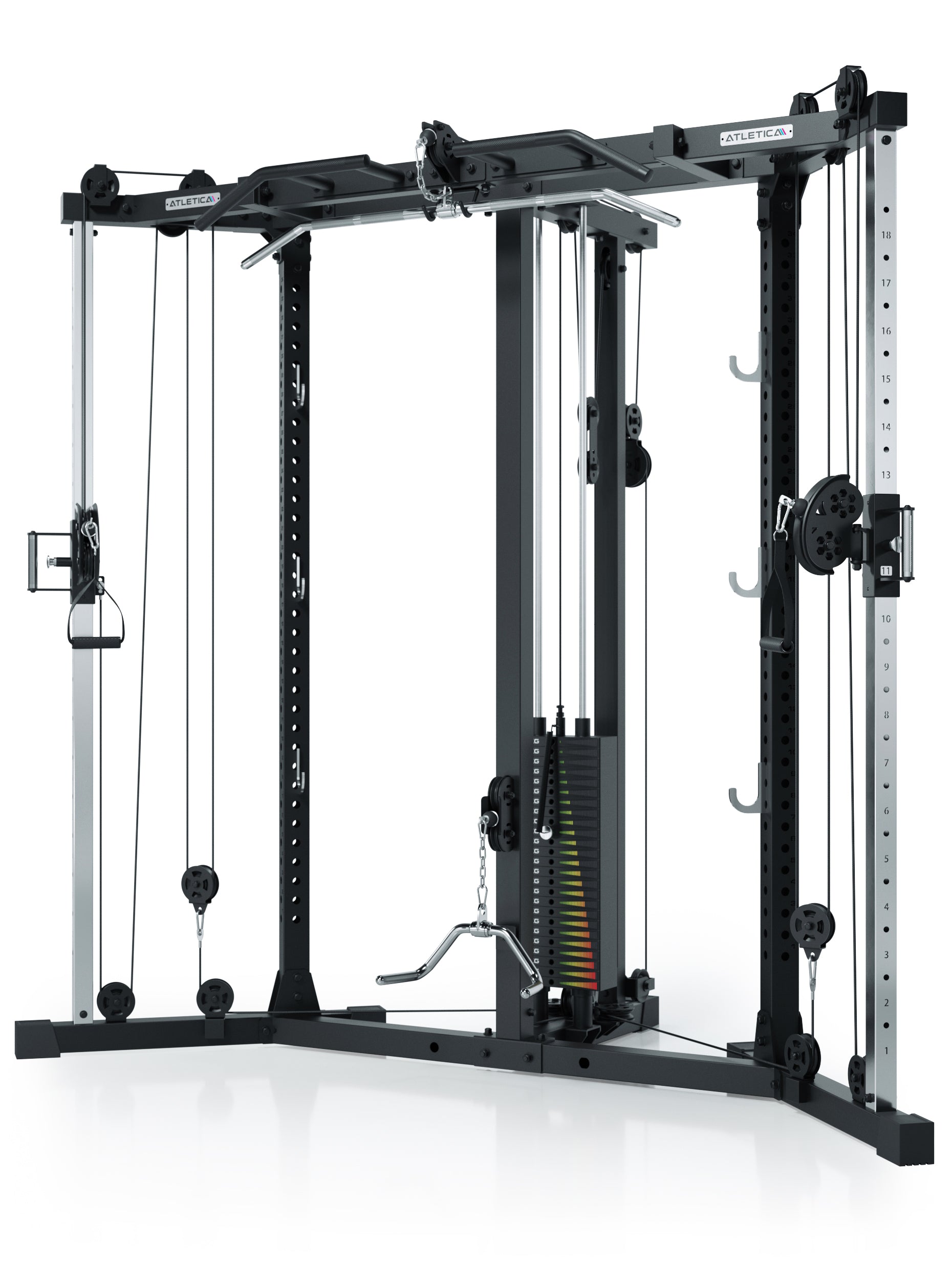 X-TRIA Kabelzugstation Cross-Over-Kabelzug mit Lat- und Ruderzug | 125kg Gewichtsblock: 