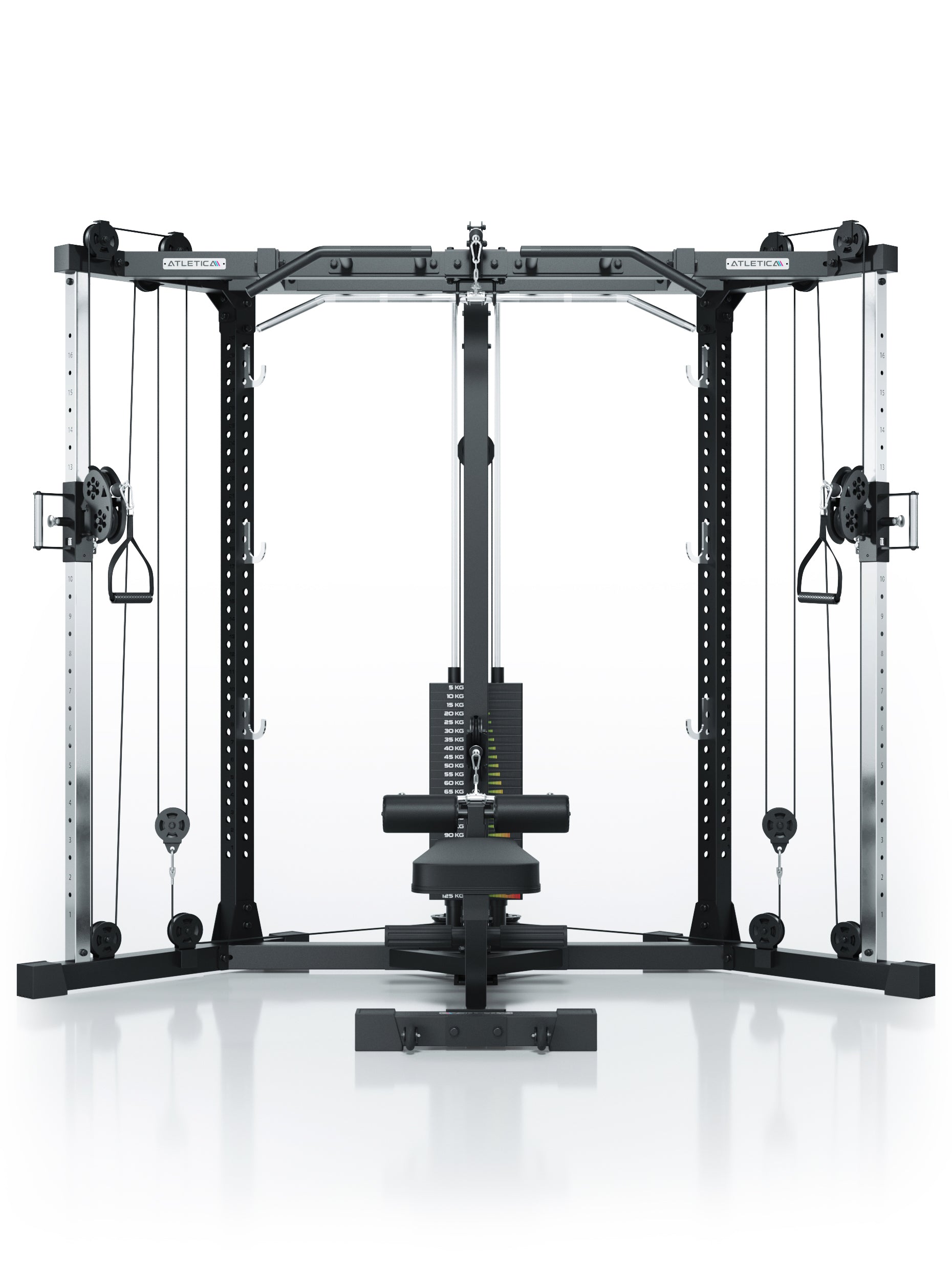 Kabelzugstation: X-TRIA mit Gewichten,  abnehmbarer Hantelbank: 