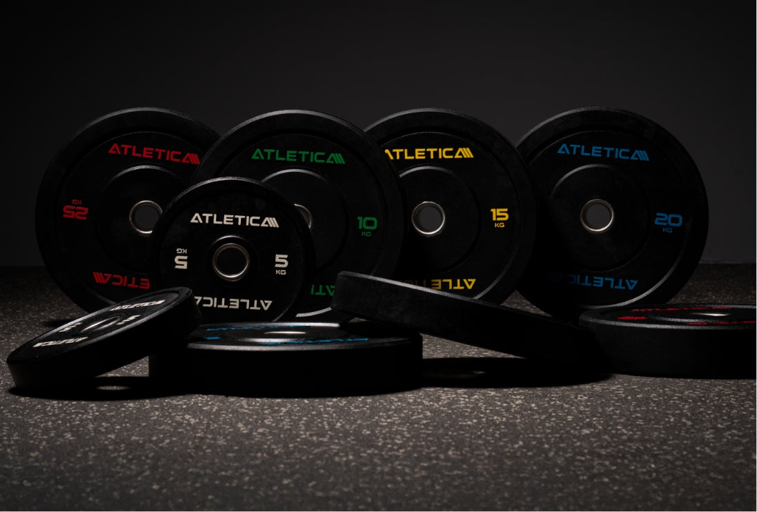 High Temp Bumper Plates mit farbigen Gewichtsangaben